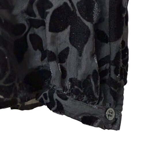 DREW Womens Top Size Small Black Burnout Velvet Blouse Long Sleeve - Picture 6 of 9